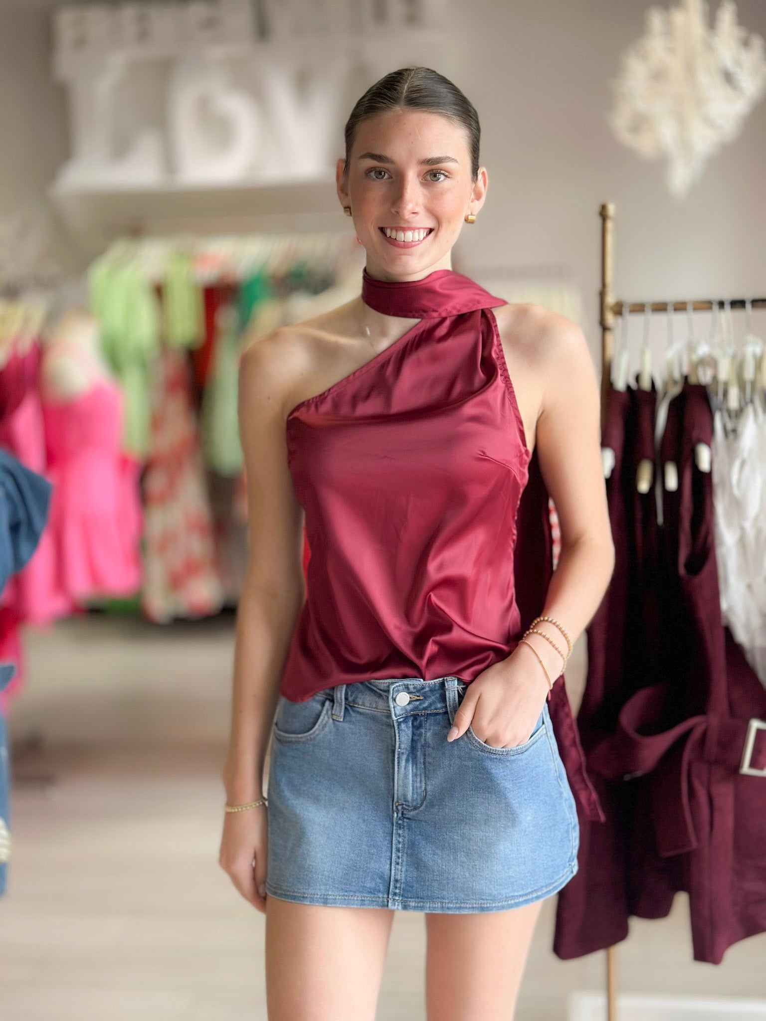 Sweet Surprise Scarf Top- Crimson or Maroon