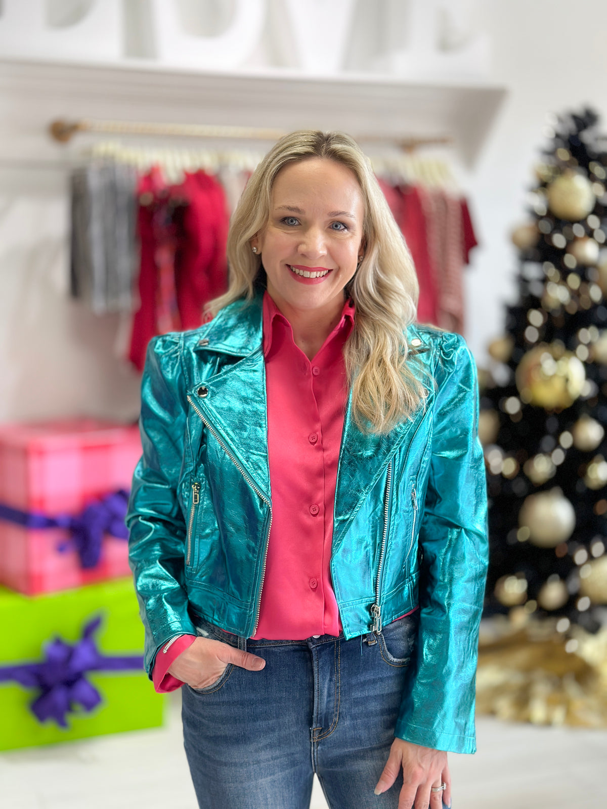 Metallic Peacock Jacket — French Violet Boutique