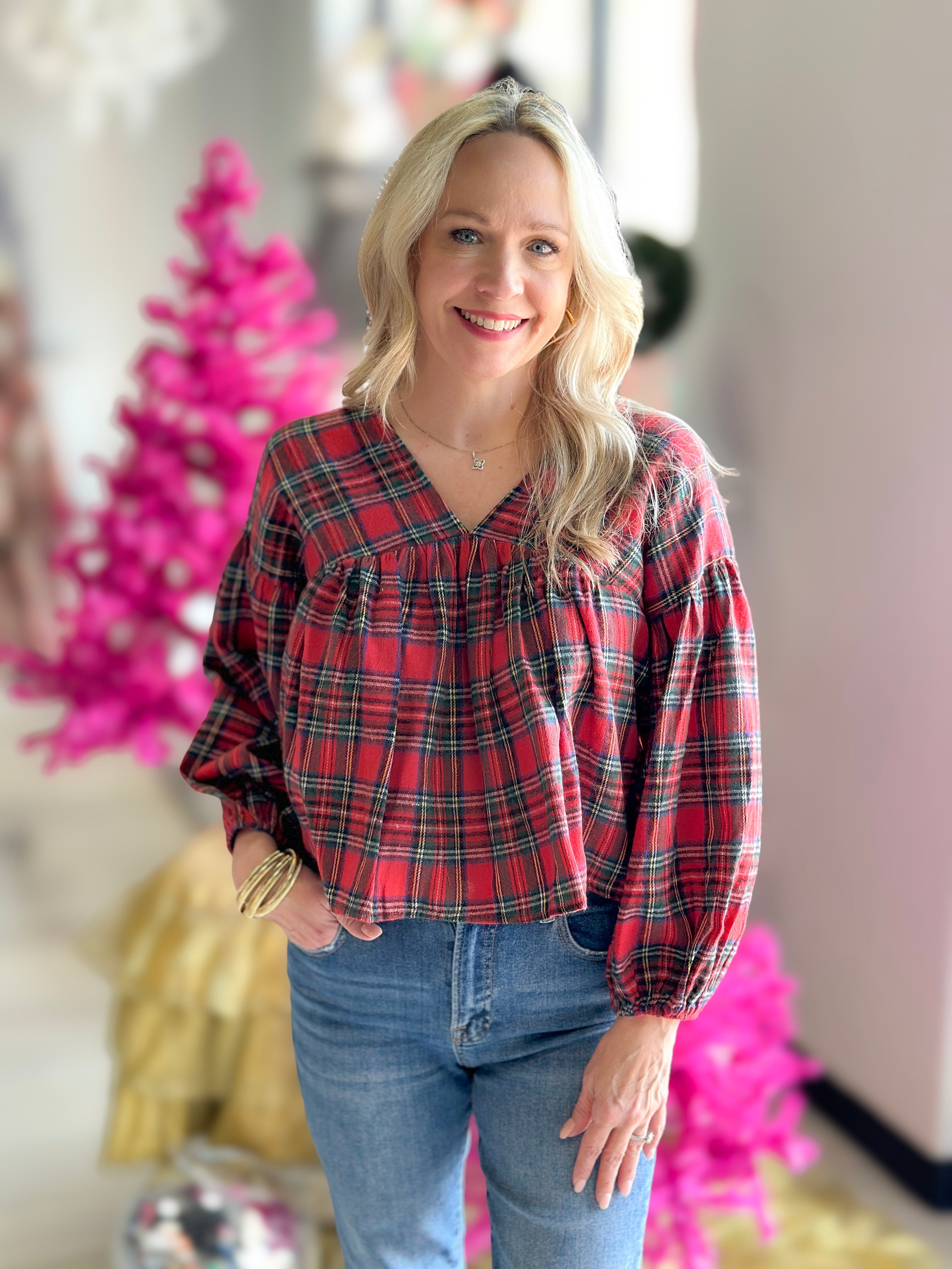 Cozy Upgrade Plaid Blouse