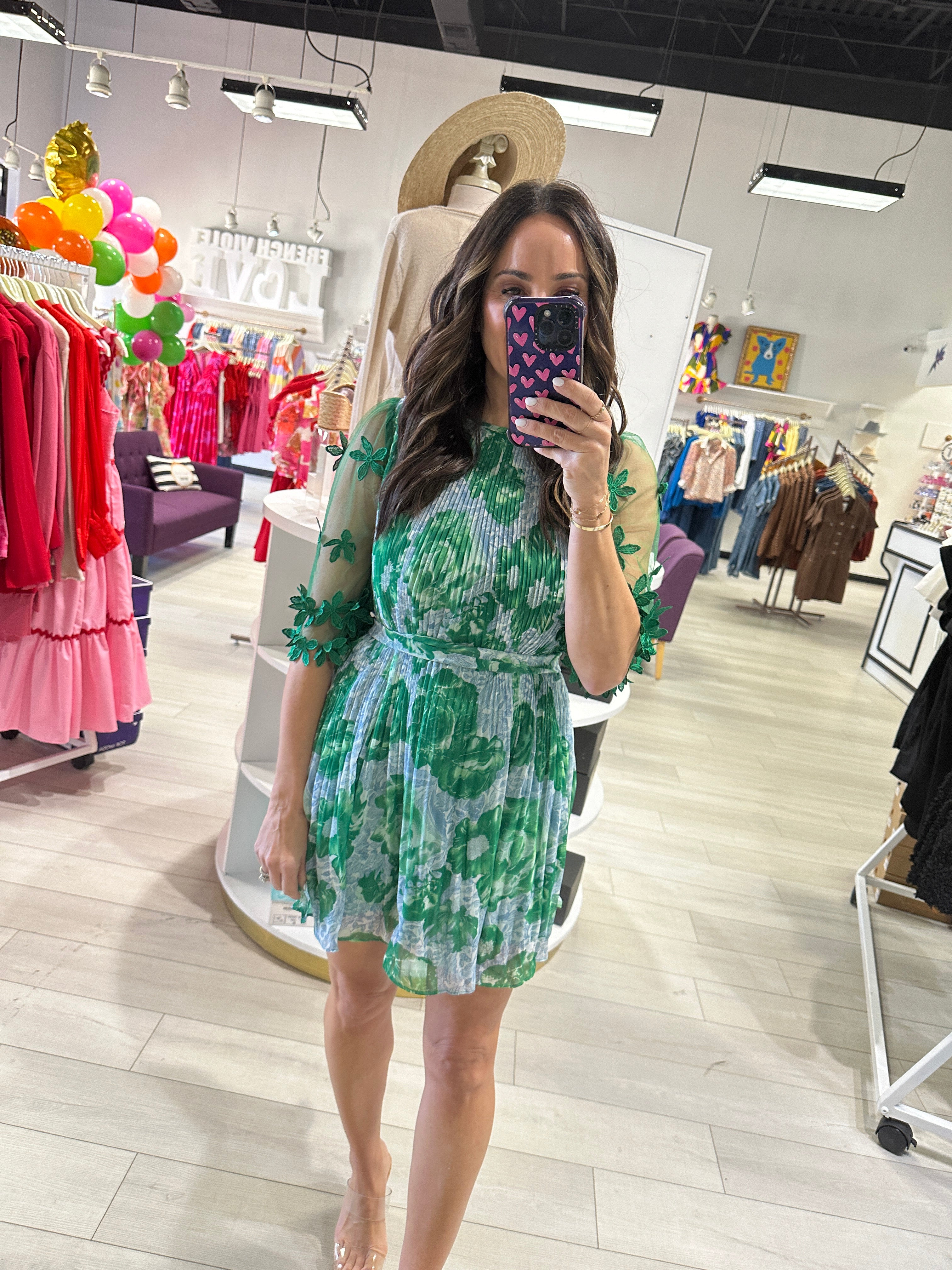 Paradise Found Floral Dress- Green