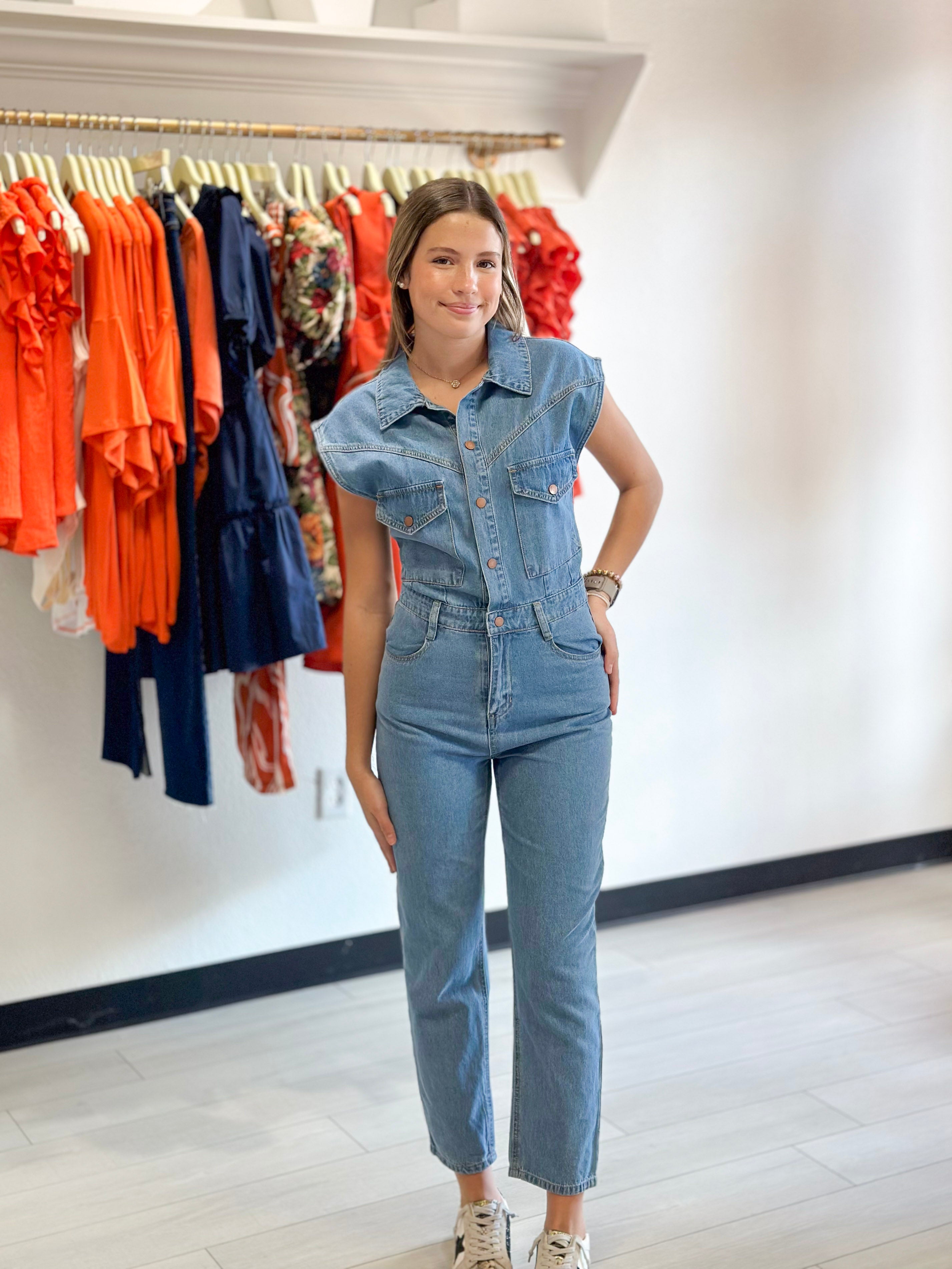 Up And Away Denim Jumpsuit