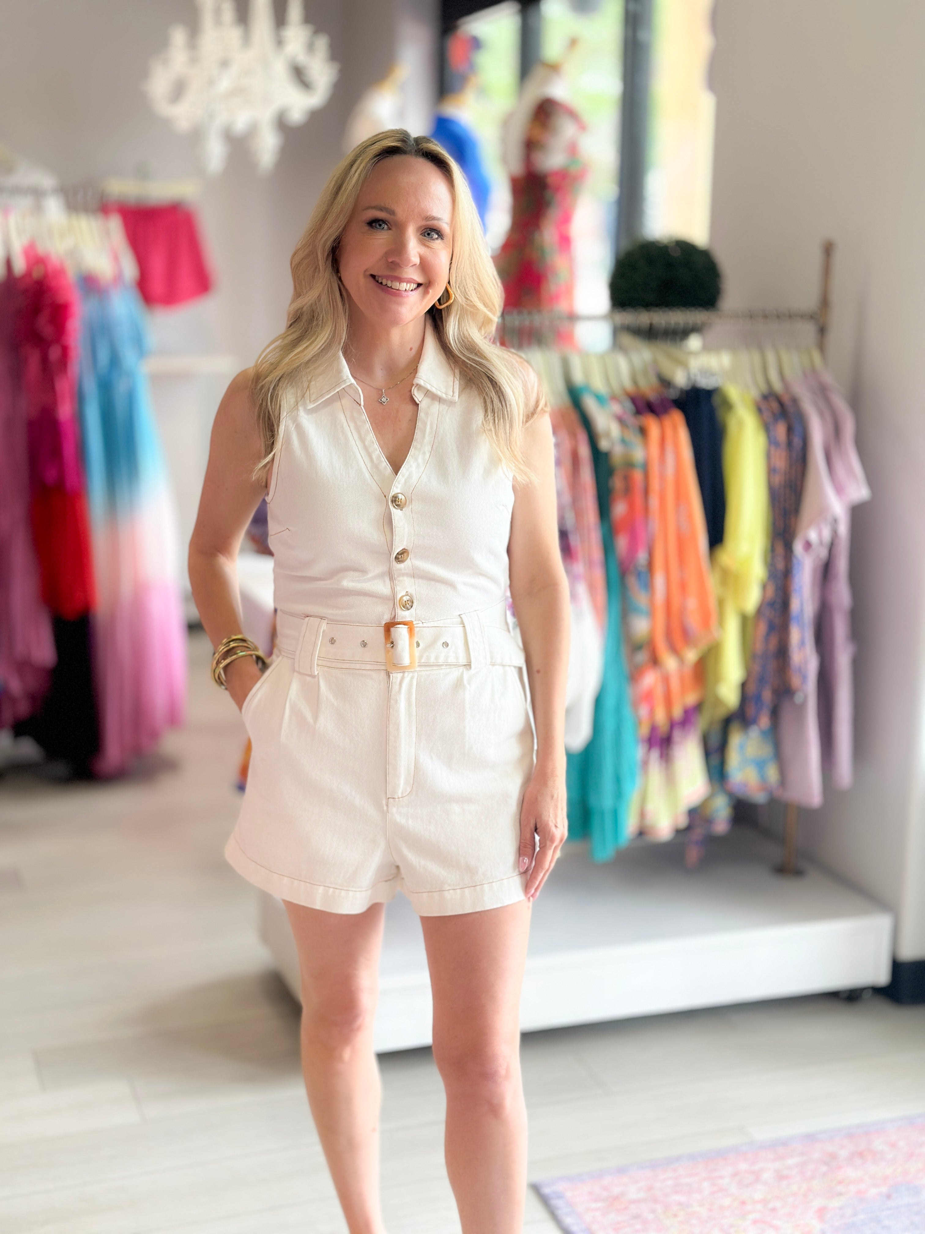 Slowing Down Belted Romper- 2 colors