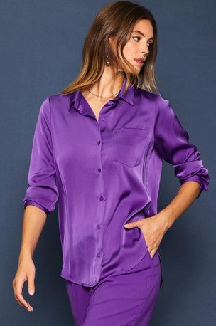 Relaxed Purple Silk Blouse
