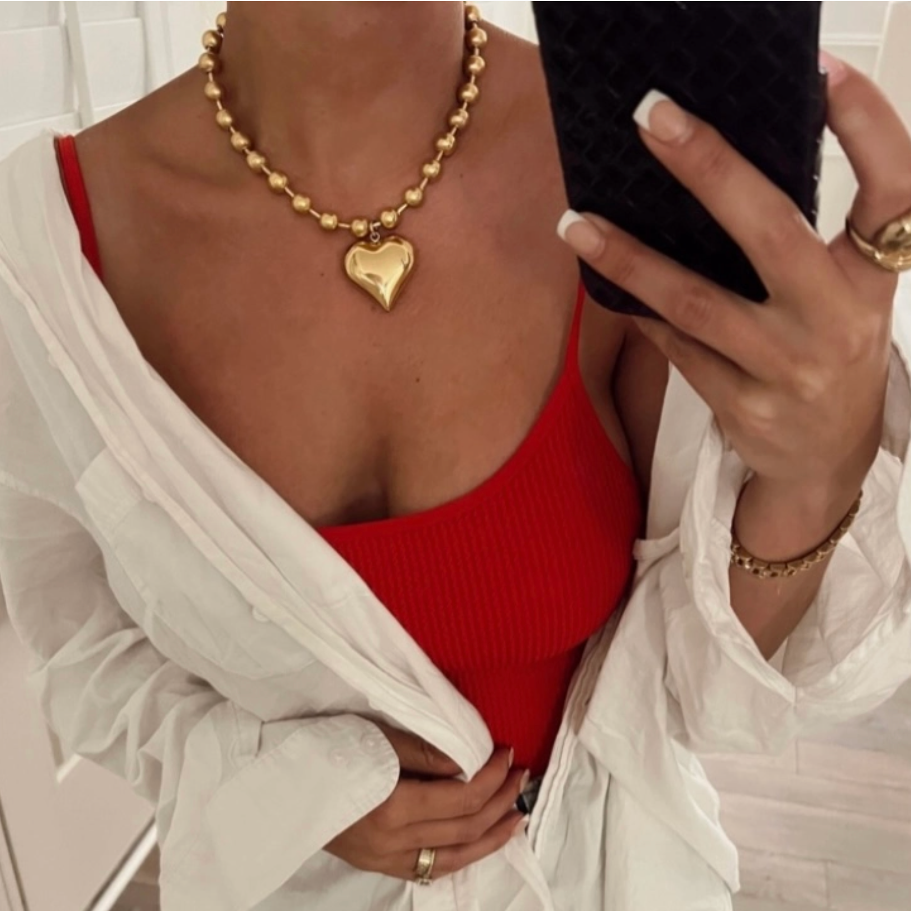 Beaded Bubble Heart Necklace