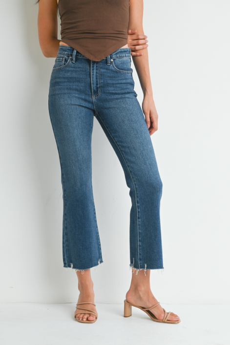 HR Crop Flare- Dark Denim
